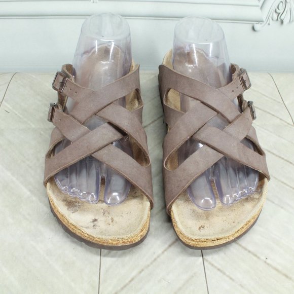 Birkenstock Yao Womens Brown Leather Buckle Slide Flat Sandals Size 9 - Picture 5 of 10